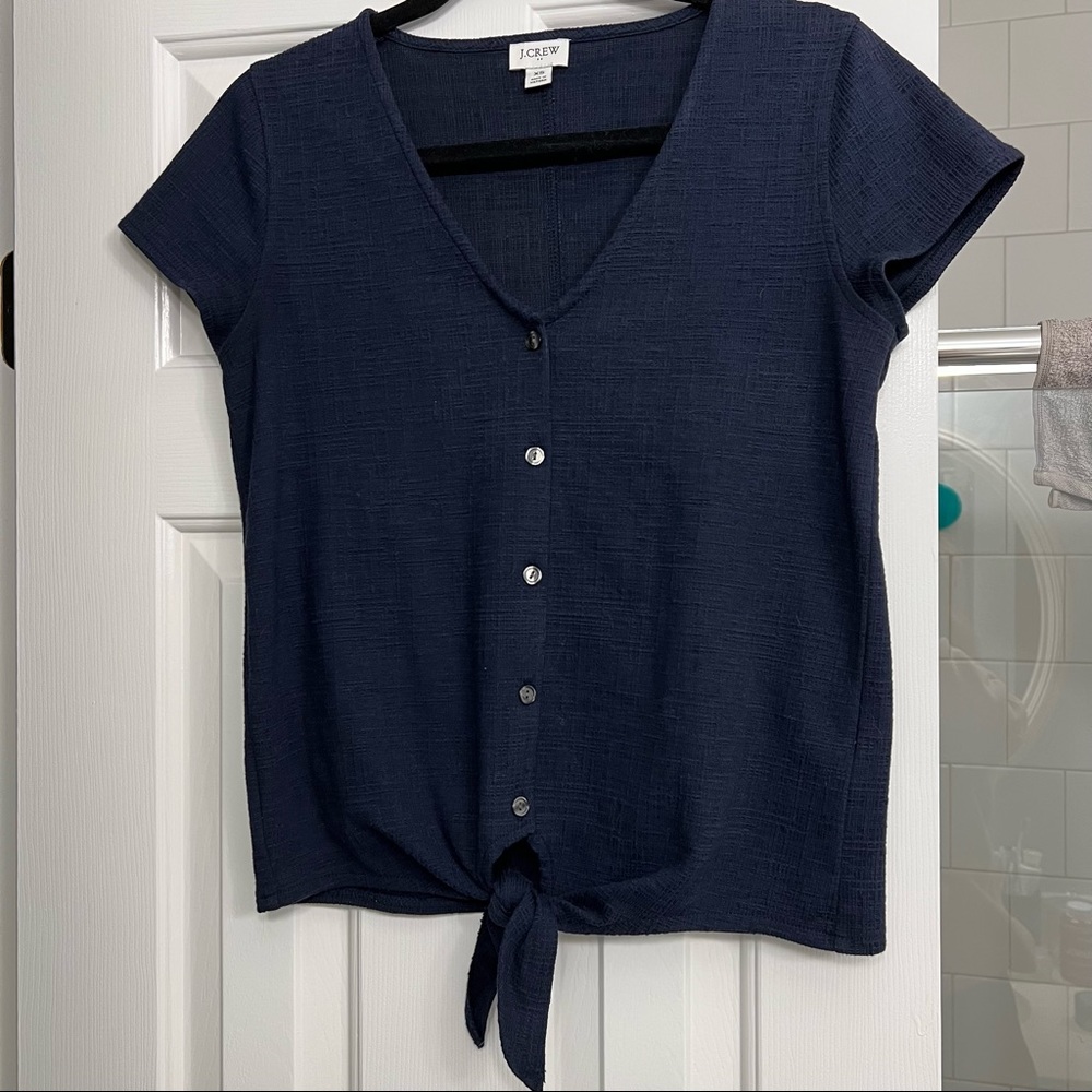 J. Crew navy front tie top